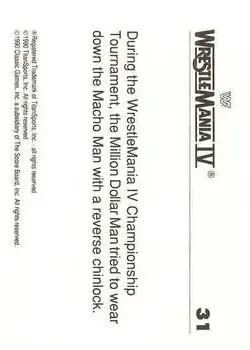 1990 Classic WWF The History of Wrestlemania #31 - Card #31