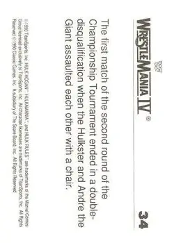 1990 Classic WWF The History of Wrestlemania #34 - Card #34 - Back