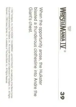 1990 Classic WWF The History of Wrestlemania #39 - Card #39 - Back