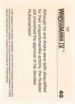 1990 Classic WWF The History of Wrestlemania #40 - Hulk Hogan - Back