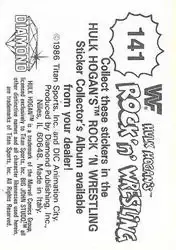 1986 Hulk Hogan's Rock 'n' Wrestling Stickers #141 - Card #141 - Back