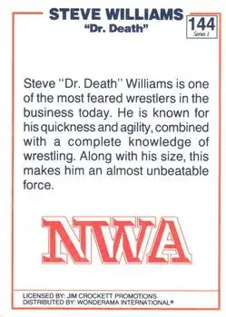 1988 Wonderama NWA #144 - Dr. Death Steve Williams - Back 1988 Wonderama NWA #144 - Dr. Death Steve Williams - Back