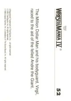 1990 Classic WWF The History of Wrestlemania #52 - Card #52 - Back 1990 Classic WWF The History of Wrestlemania #52 - Card #52 - Back