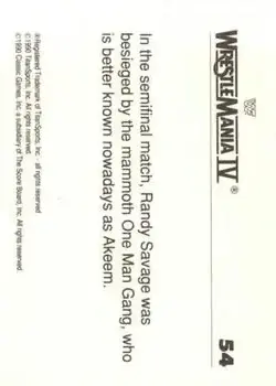 1990 Classic WWF The History of Wrestlemania #54 - Card #54