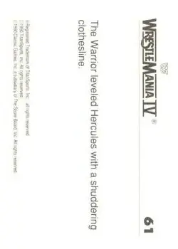 1990 Classic WWF The History of Wrestlemania #61 - Card #61 - Back 1990 Classic WWF The History of Wrestlemania #61 - Card #61 - Back