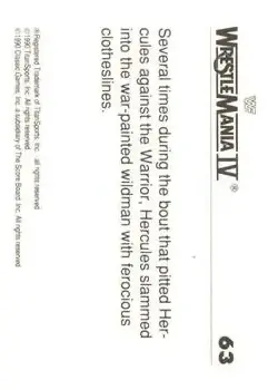 1990 Classic WWF The History of Wrestlemania #63 - Card #63 - Back