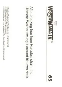 1990 Classic WWF The History of Wrestlemania #65 - The Ultimate Warrior
