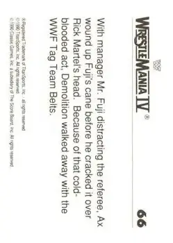 1990 Classic WWF The History of Wrestlemania #66 - Card #66 - Back