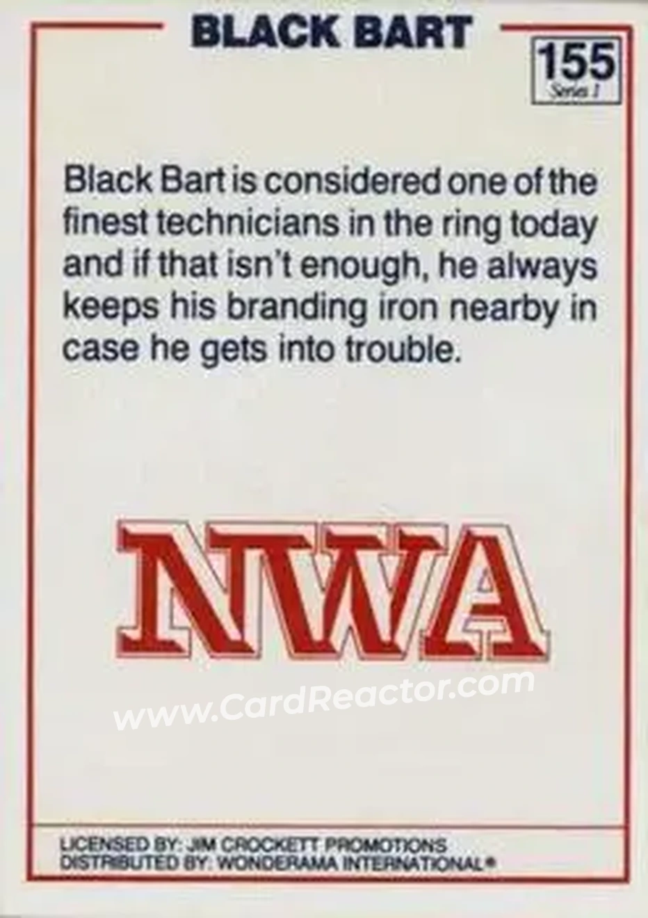 1988 Wonderama NWA #155 - Black Bart