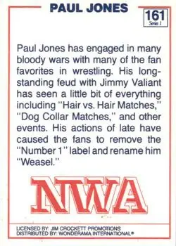 1988 Wonderama NWA #161 - Paul Jones