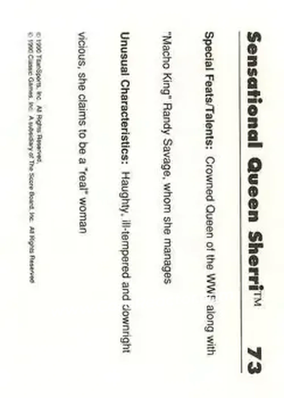 1990 Classic WWF #73 - Sensational Queen Sherri