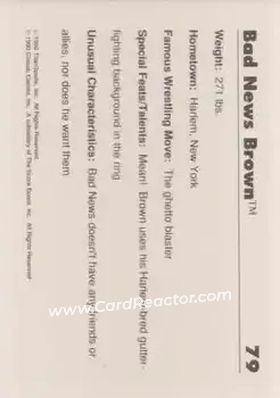 1990 Classic WWF #79 - Bad News Brown