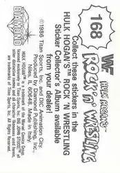 1986 Hulk Hogan's Rock 'n' Wrestling Stickers #168 - Card #168 - Back
