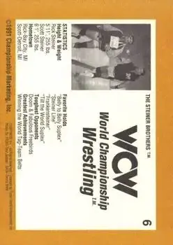 1991 Championship Marketing WCW #6 - The Steiner Brothers - Back