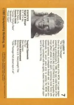 1991 Championship Marketing WCW #7 - Lex Luger - Back