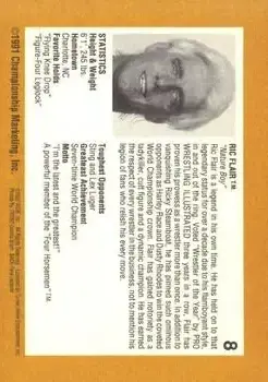 1991 Championship Marketing WCW #8 - Ric Flair - Back 1991 Championship Marketing WCW #8 - Ric Flair - Back