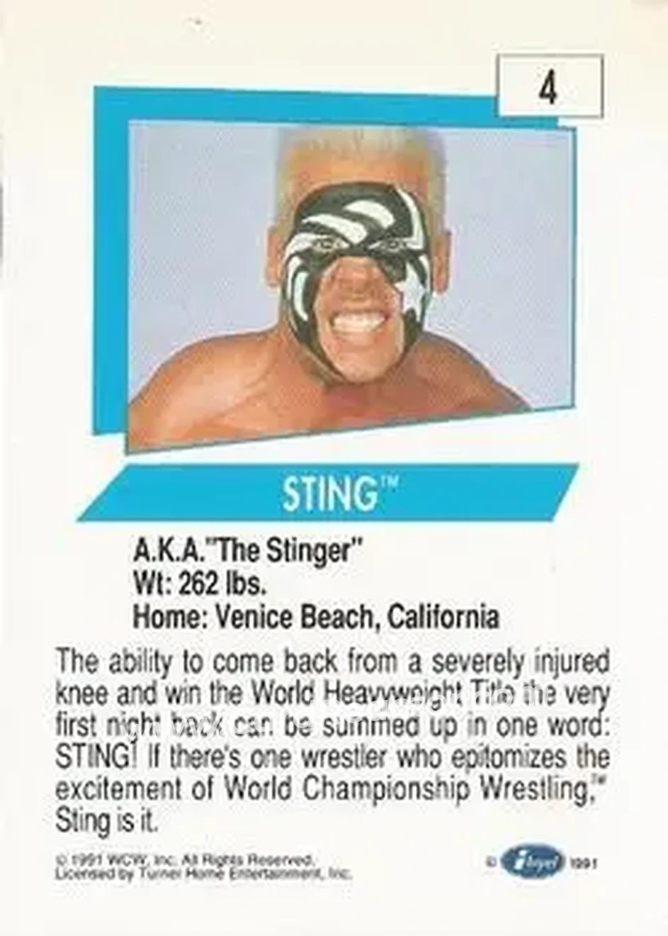 1991 Impel WCW #4 - Sting 1991 Impel WCW #4 - Sting