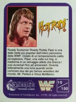 1991 Merlin WWF (Italian) #10 - Rowdy Roddy Piper - Back 1991 Merlin WWF (Italian) #10 - Rowdy Roddy Piper - Back