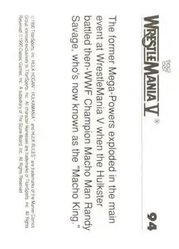 1990 Classic WWF The History of Wrestlemania #94 - Card #94 - Back