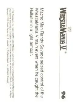 1990 Classic WWF The History of Wrestlemania #96 - Card #96 - Back