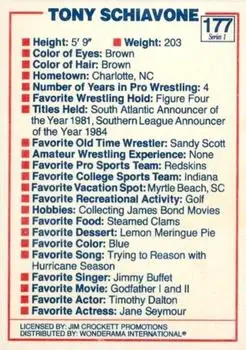 1988 Wonderama NWA #177 - Tony Schiavone - Back