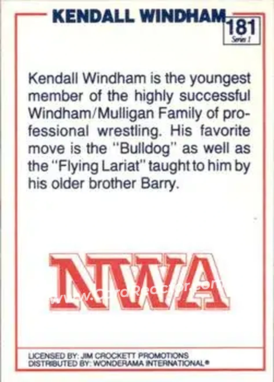1988 Wonderama NWA #181 - Kendall Windham 1988 Wonderama NWA #181 - Kendall Windham