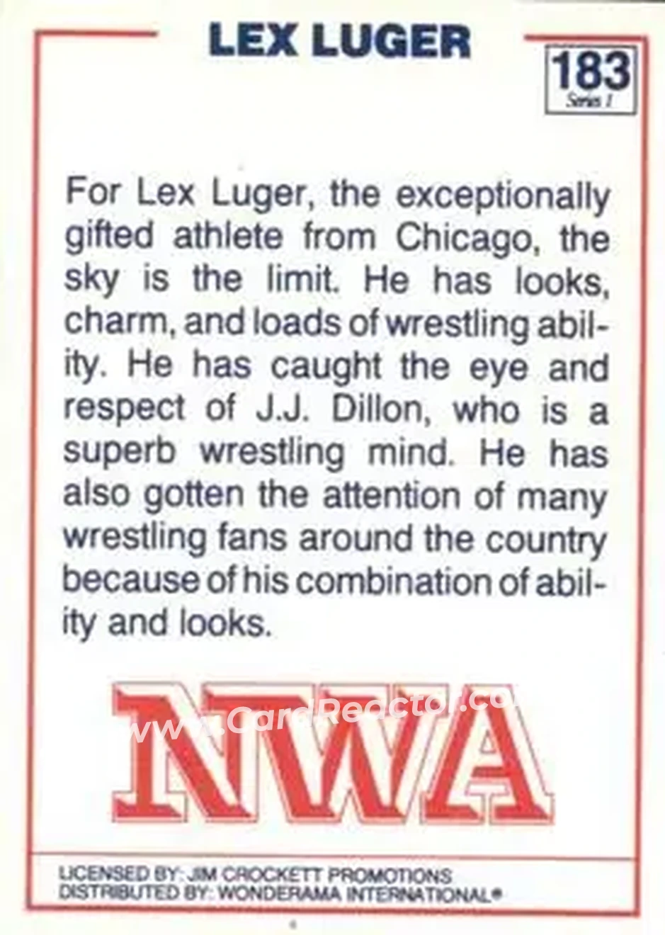1988 Wonderama NWA #183 - Lex Luger