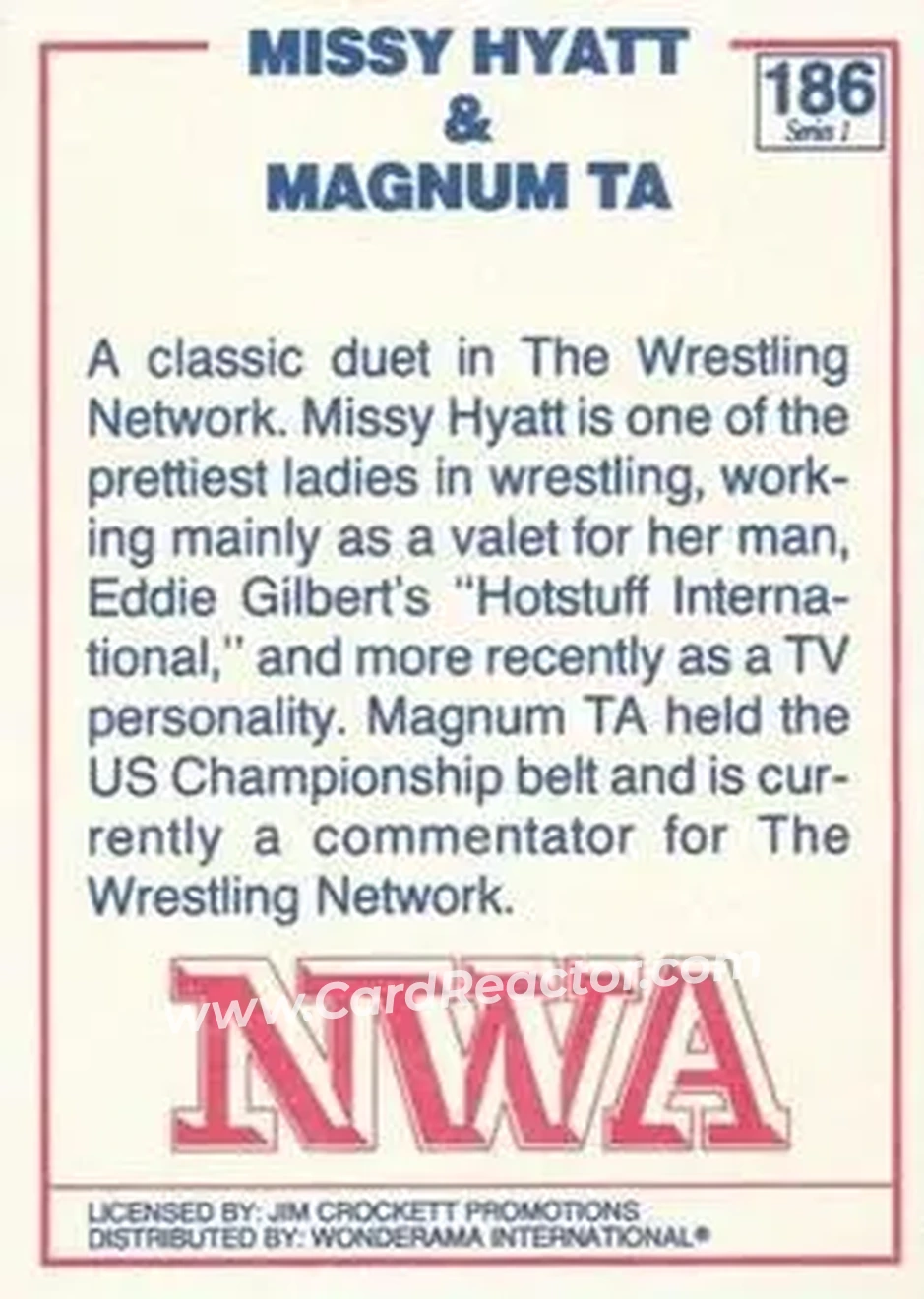 1988 Wonderama NWA #186 - Card #186