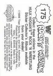 1986 Hulk Hogan's Rock 'n' Wrestling Stickers #175 - Card #175 - Back