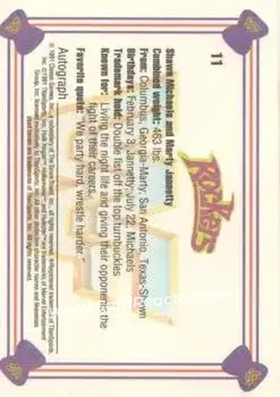1991 Classic WWF Superstars #11 - Rockers 1991 Classic WWF Superstars #11 - Rockers