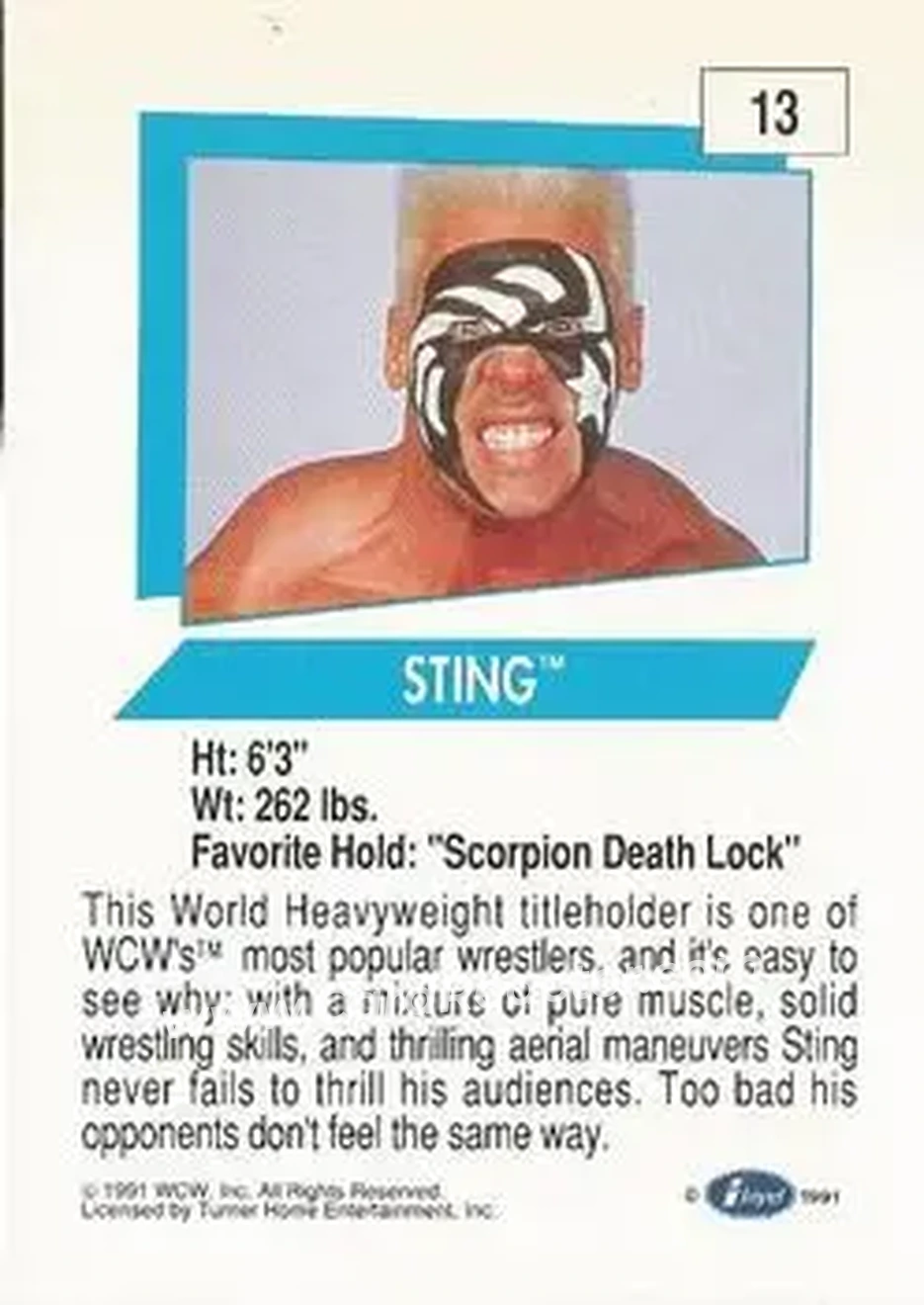 1991 Impel WCW #13 - Sting 1991 Impel WCW #13 - Sting