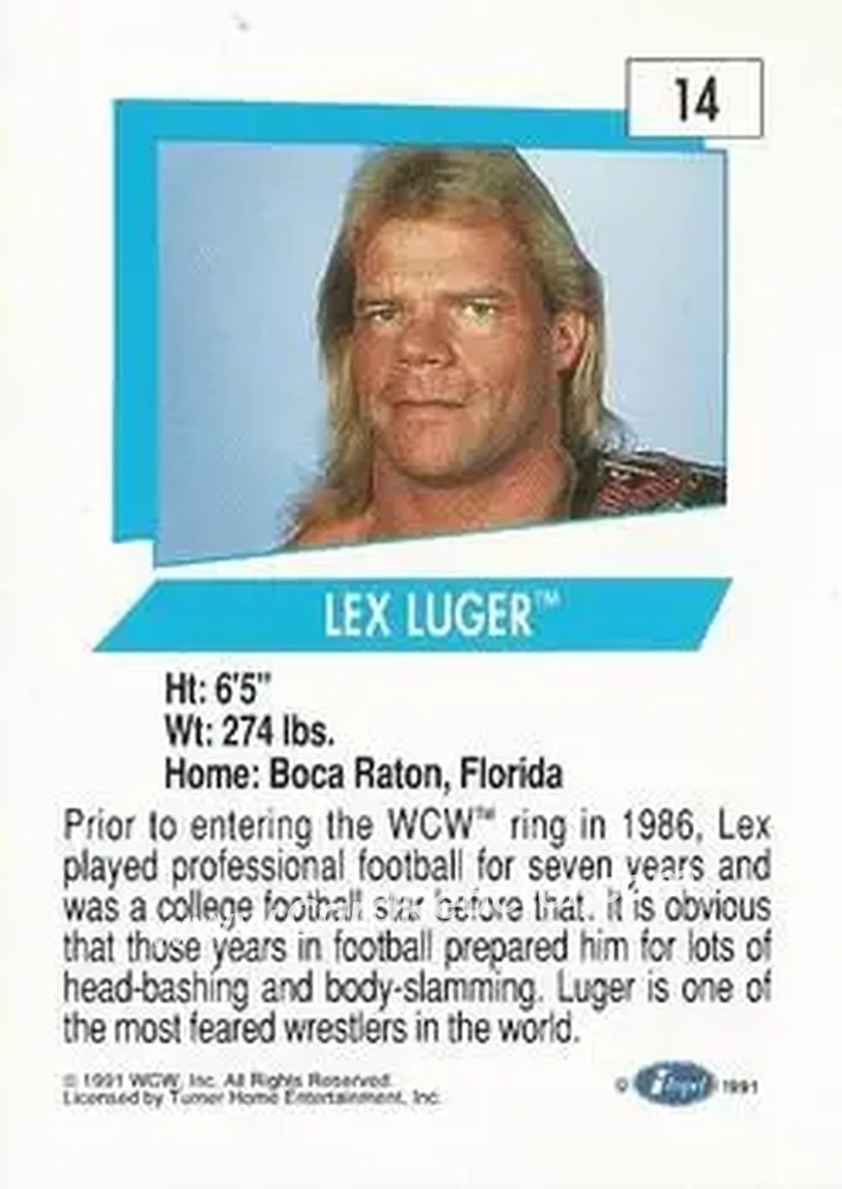 1991 Impel WCW #14 - Lex Luger 1991 Impel WCW #14 - Lex Luger