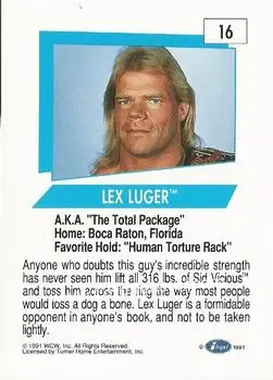 1991 Impel WCW #16 - Lex Luger 1991 Impel WCW #16 - Lex Luger