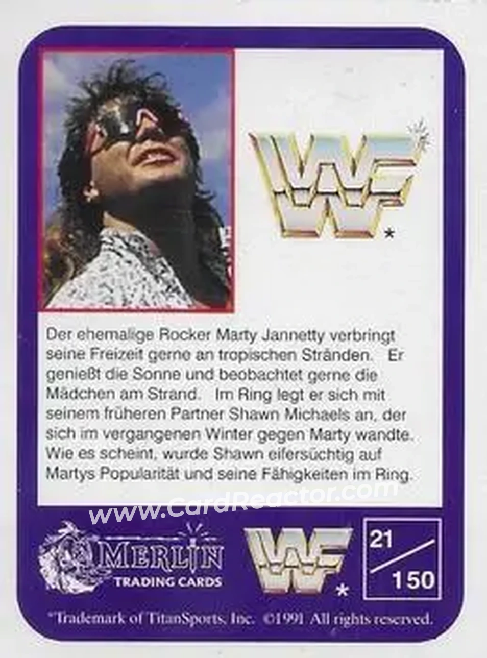1991 Merlin WWF (German) #21 - Marty Jannetty