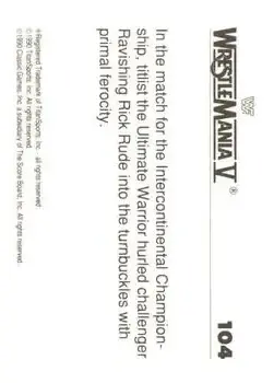 1990 Classic WWF The History of Wrestlemania #104 - Card #104 - Back
