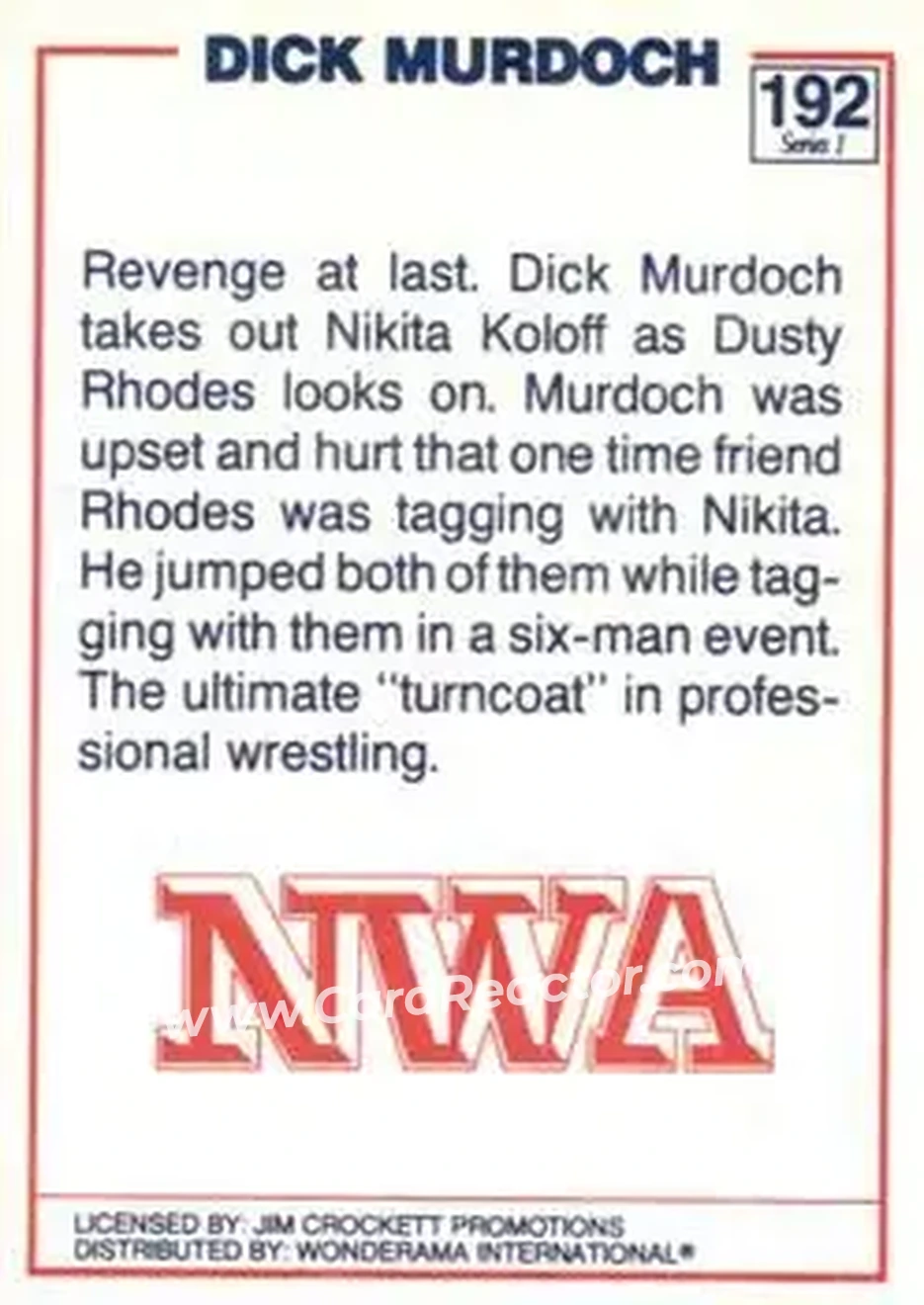 1988 Wonderama NWA #192 - Dick Murdoch