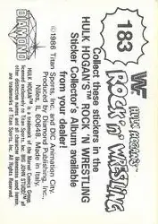 1986 Hulk Hogan's Rock 'n' Wrestling Stickers #183 - Card #183