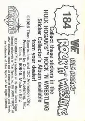 1986 Hulk Hogan's Rock 'n' Wrestling Stickers #184 - Card #184 - Back