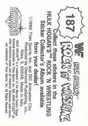 1986 Hulk Hogan's Rock 'n' Wrestling Stickers #187 - Card #187 - Back 1986 Hulk Hogan's Rock 'n' Wrestling Stickers #187 - Card #187 - Back