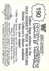 1986 Hulk Hogan's Rock 'n' Wrestling Stickers #190 - Card #190 - Back