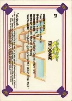 1991 Classic WWF Superstars #24 - "The Million Dollar Man" Ted DiBiase - Back