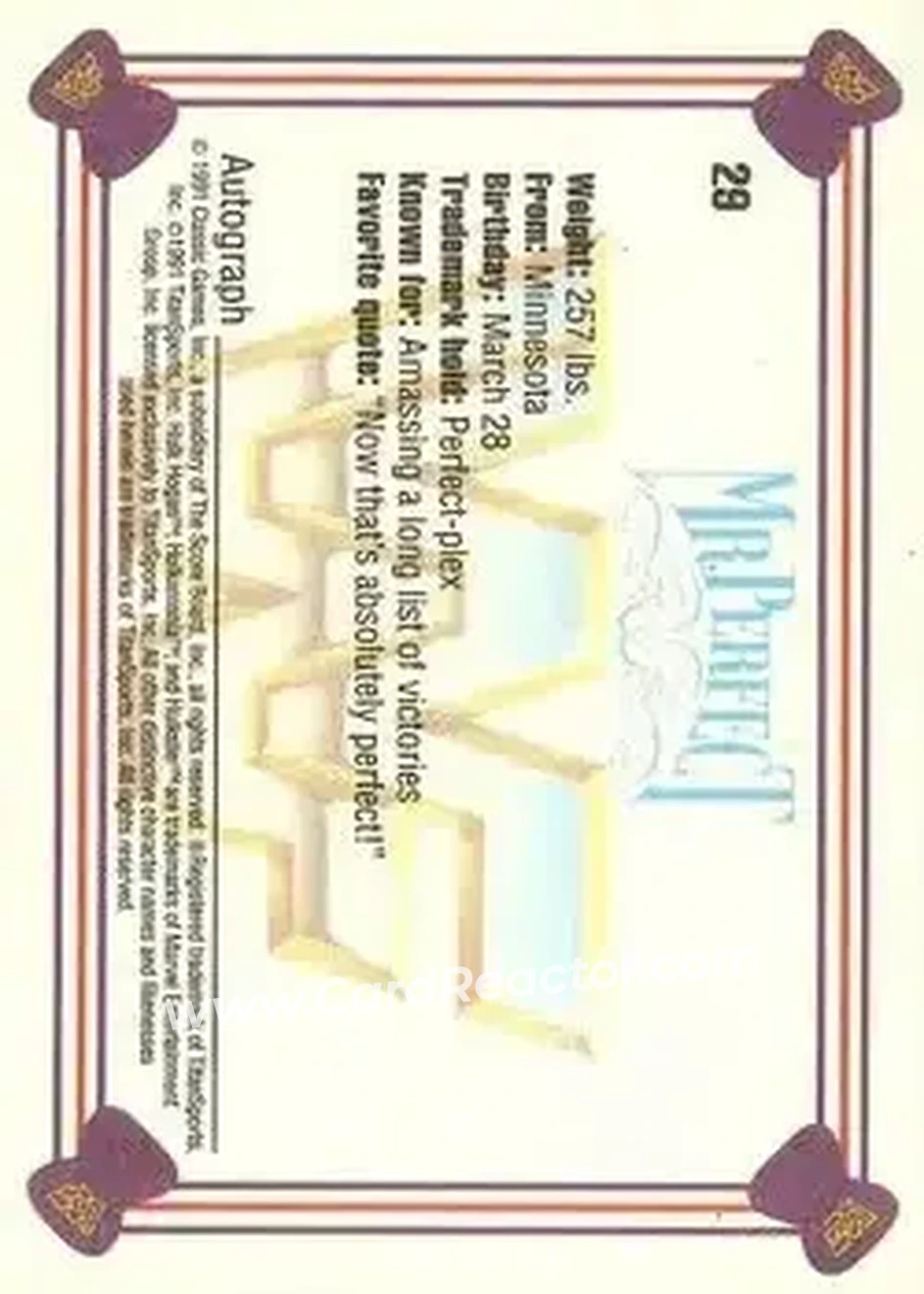 1991 Classic WWF Superstars #29 - Mr. Perfect