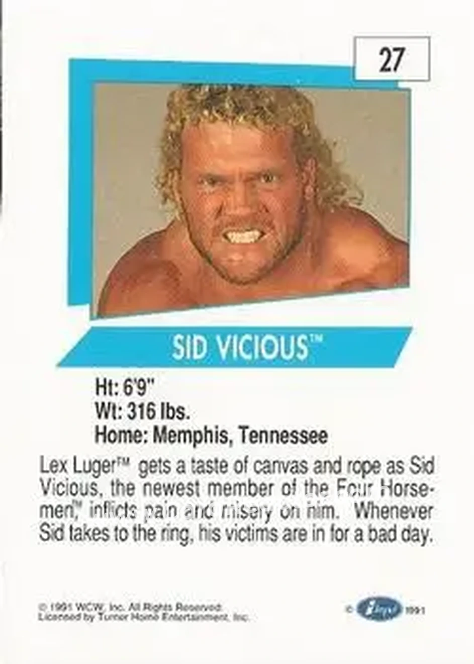 1991 Impel WCW #27 - Sid Vicious 1991 Impel WCW #27 - Sid Vicious
