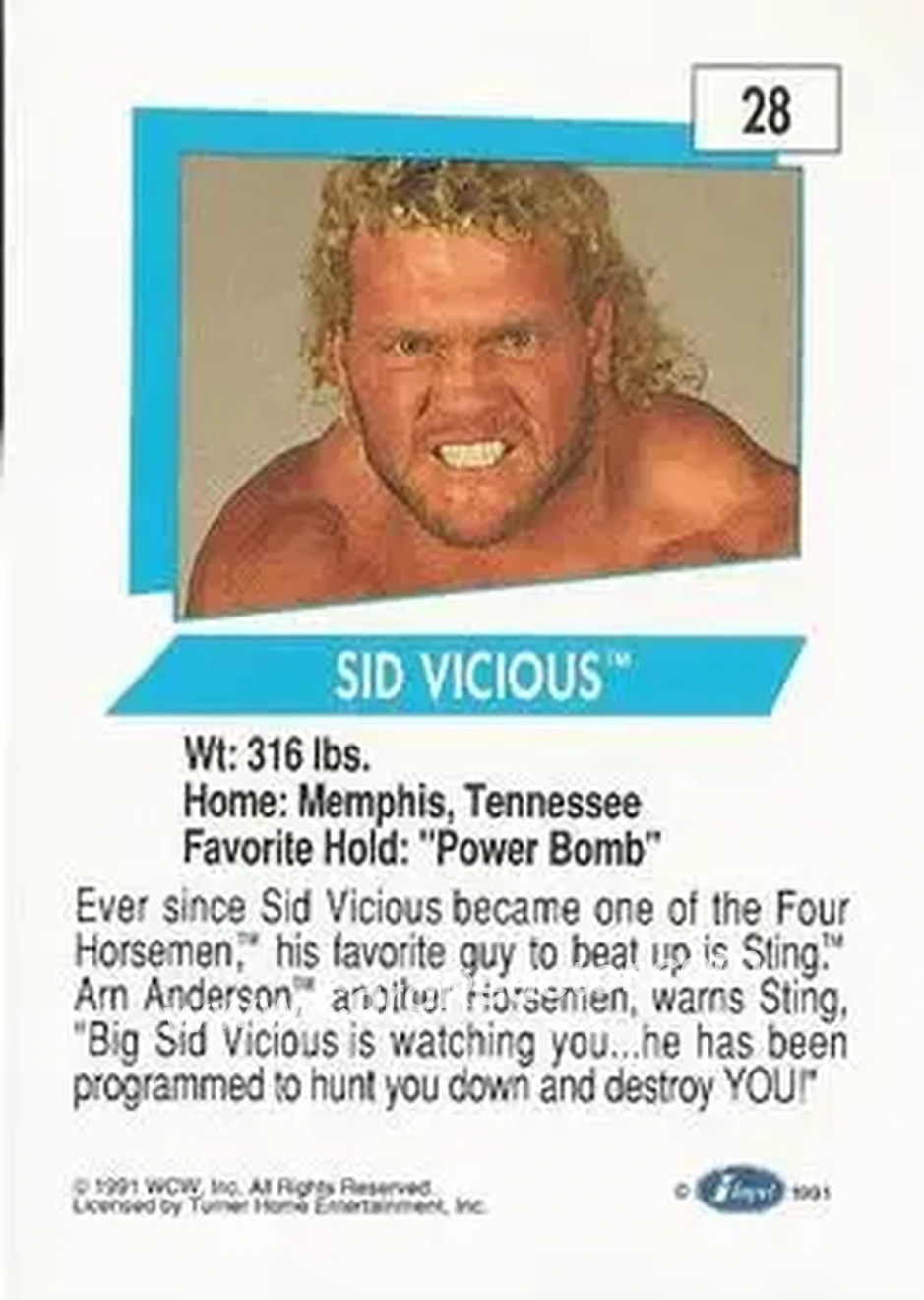 1991 Impel WCW #28 - Sid Vicious 1991 Impel WCW #28 - Sid Vicious