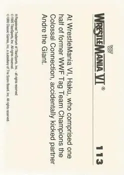 1990 Classic WWF The History of Wrestlemania #113 - Card #113 - Back