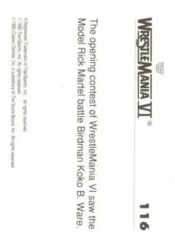 1990 Classic WWF The History of Wrestlemania #116 - Card #116 - Back