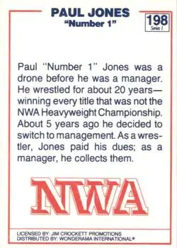1988 Wonderama NWA #198 - Paul Jones - Back