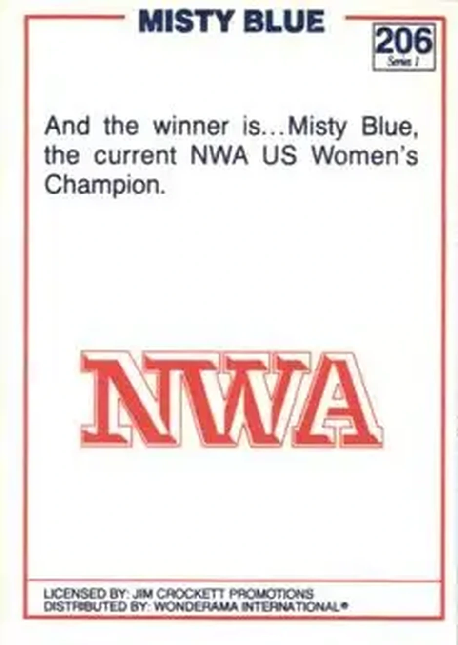 1988 Wonderama NWA #206 - Misty Blue