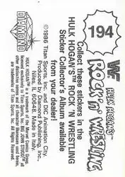 1986 Hulk Hogan's Rock 'n' Wrestling Stickers #194 - Card #194 - Back