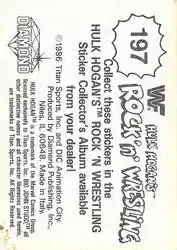 1986 Hulk Hogan's Rock 'n' Wrestling Stickers #197 - Card #197 - Back